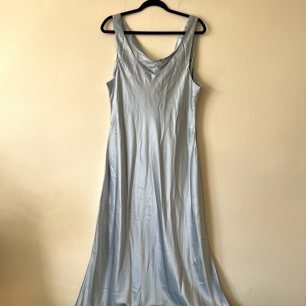 Reformation Satin Cowl Neck Maxi Dress in Light Blue - Picture 6 of 9
